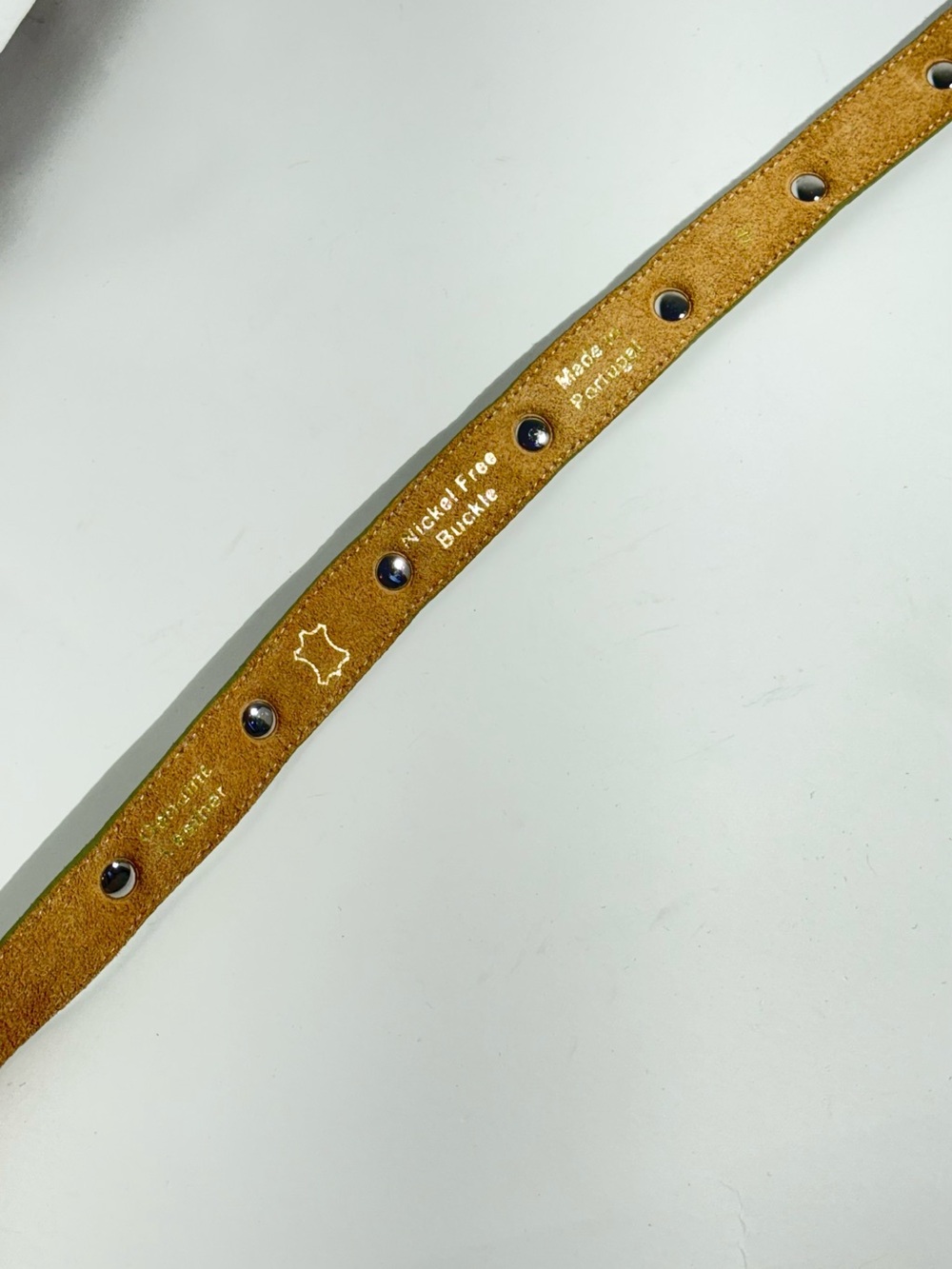 NWT Anthropologie Olive Pistachio Green Suede Belt Silver Studs Summer Trend - Picture 5 of 7